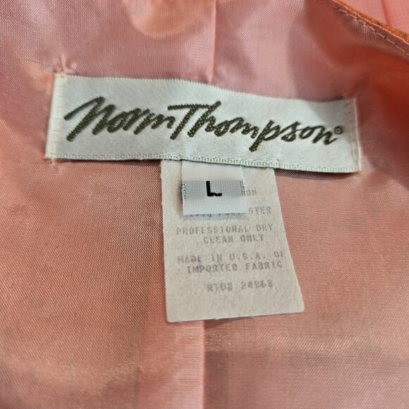 VTG Norm Thompson Maxi Dress Sz L Pink Peach Floral Chiffon Lined Short Sleeve - Picture 10 of 16